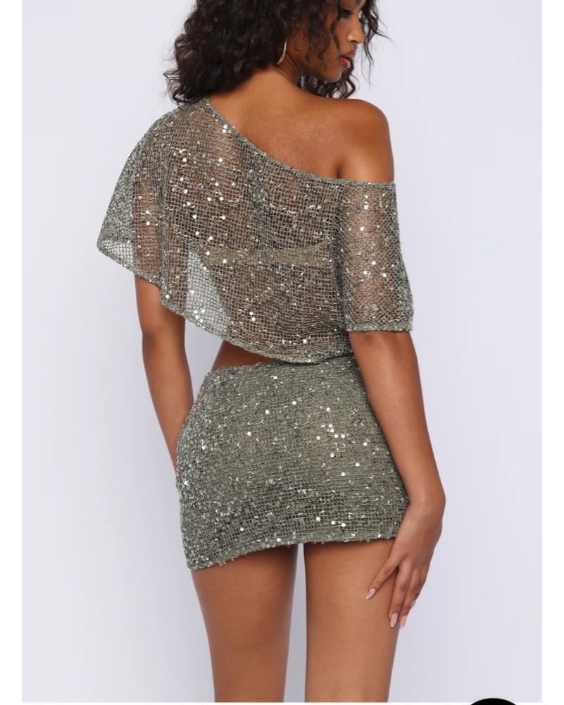 Sequin Cut Up Mini Dress/ Cover Up - Image 3