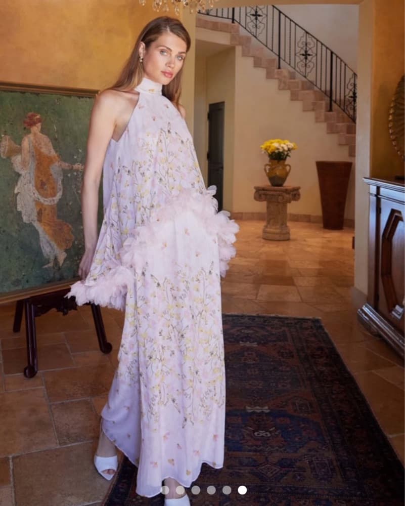 💕 Elliatt Tulsia Floral Pink Cape Maxi Dress - Image 1