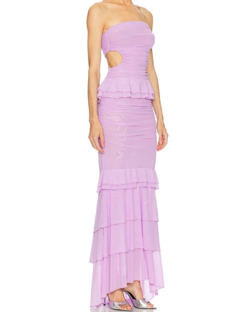 Michael Costello Lavender Ruffle Gown - Image 3