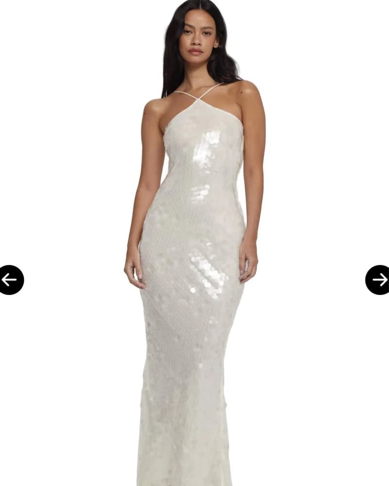 Rat & Boa White Sequin Halter Top Maxi - Image 1