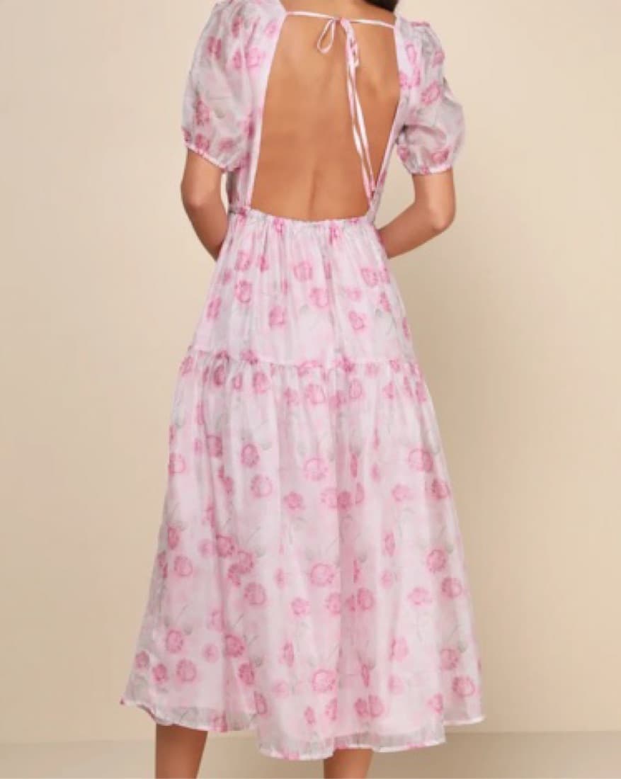  Lulus Ideal Poise Blush Floral Chiffon  - Image 2