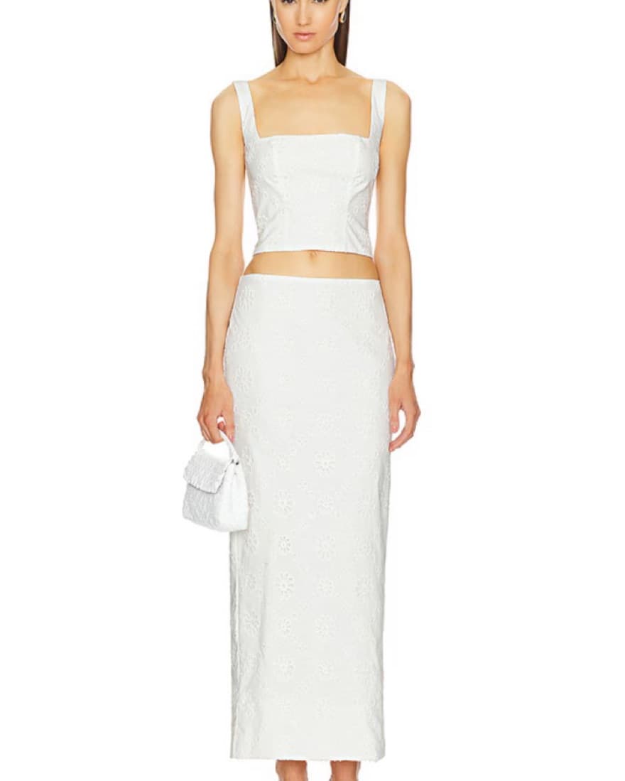 Helsa Eyelet Top & Midi Skirt Set - Image 1