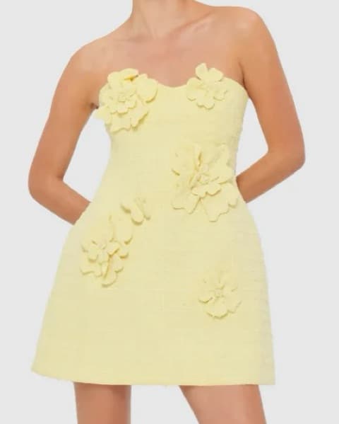 LEO LIN YELLOW ROSARIO TWEED MINI DRESS - Image 4