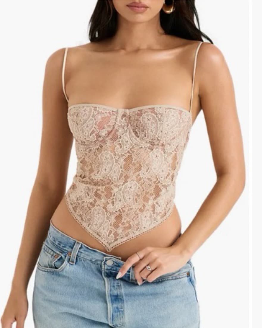 Fernanda Semisheer Crop Lace Camisole - Image 1