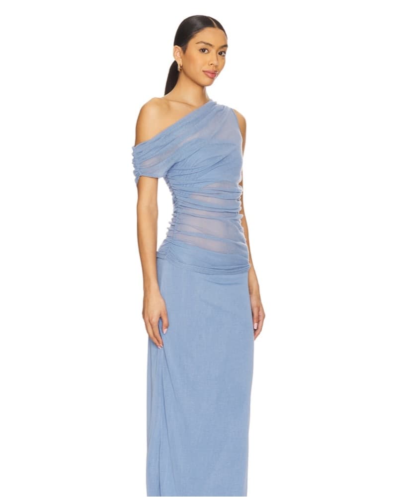 One-Shoulder Ruched Thea Mesh Dress  - Image 2