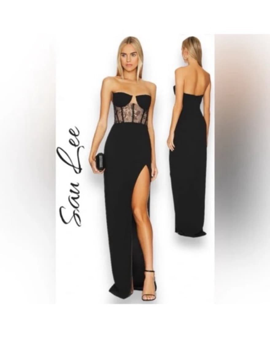 Sau Lee Priscilla Gown In Black (NWT) - Image 2