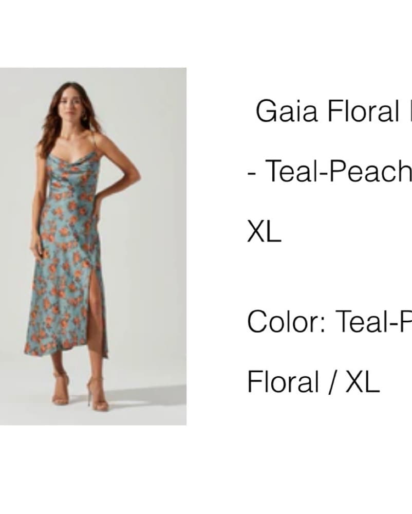Gaia Floral Teal-Peach Midi Dress - Image 2