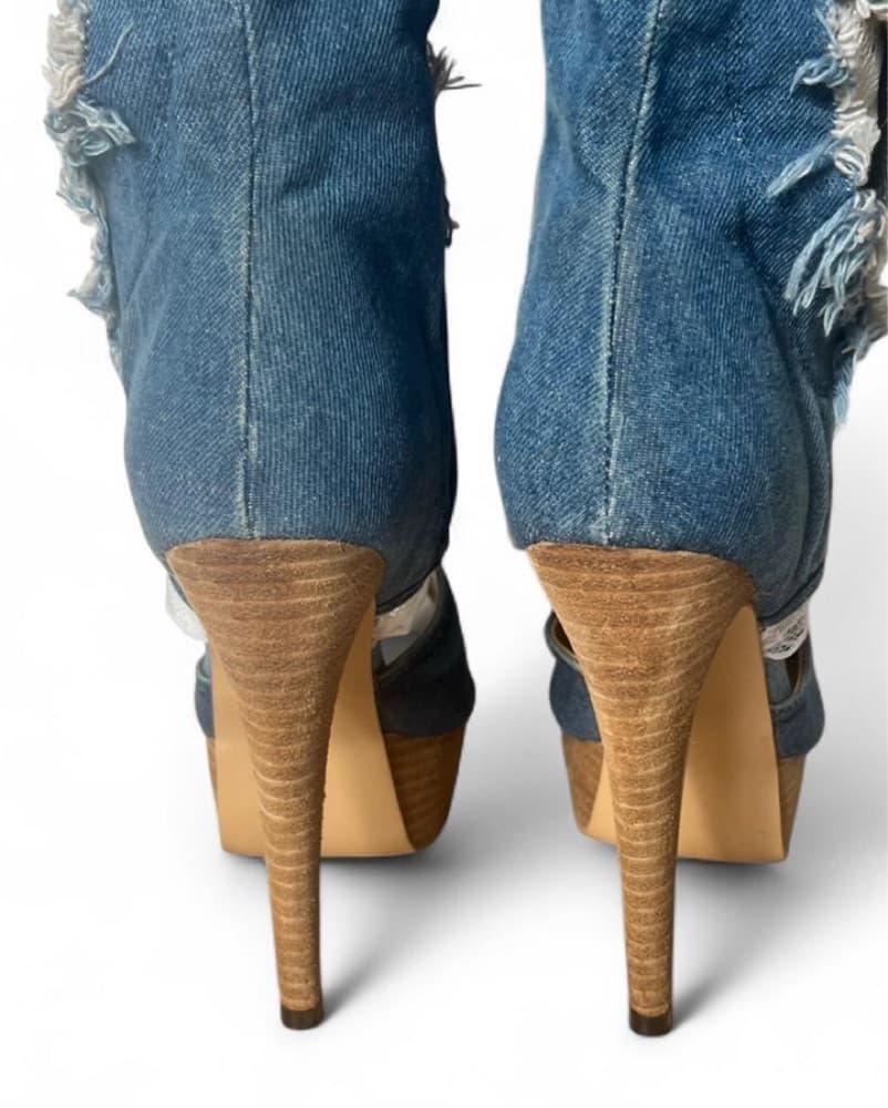 Gianmarco lorenzi Knee High Denim Boots - Image 5