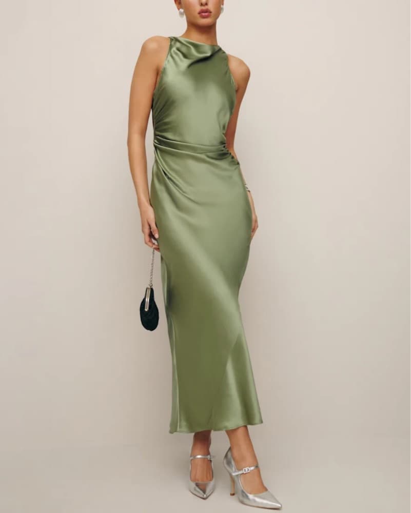 Reformation Long Casette Silk Dress - Image 2