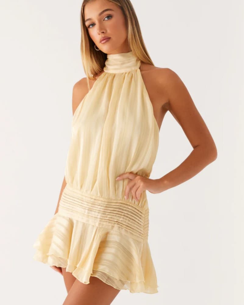 Yellow Chiffon Mini Dress - Image 5