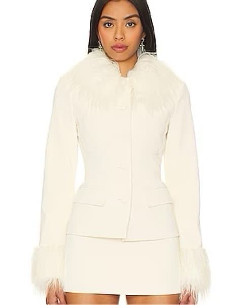 Revolve Faux Leather Cream Mini Skirt - Image 1