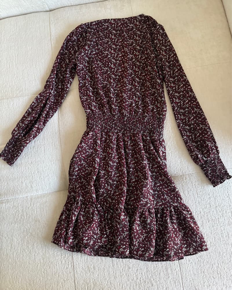 Enchanting Burgundy Floral Mini Dress - Image 2