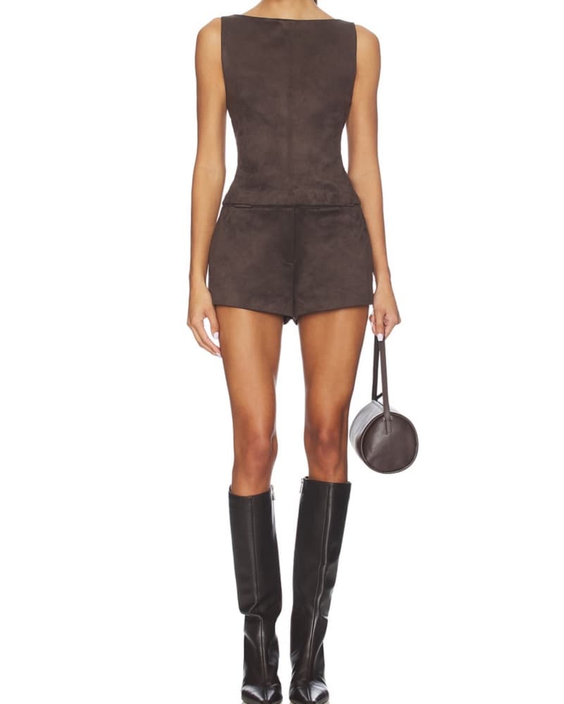 Brown Suede Short Set  - Image 3