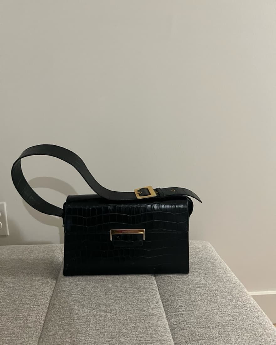 Vintage YSL Croc Leather Shoulder Bag - Image 2