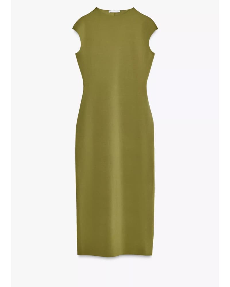Chic Olive Green Midi Dress - Image 2