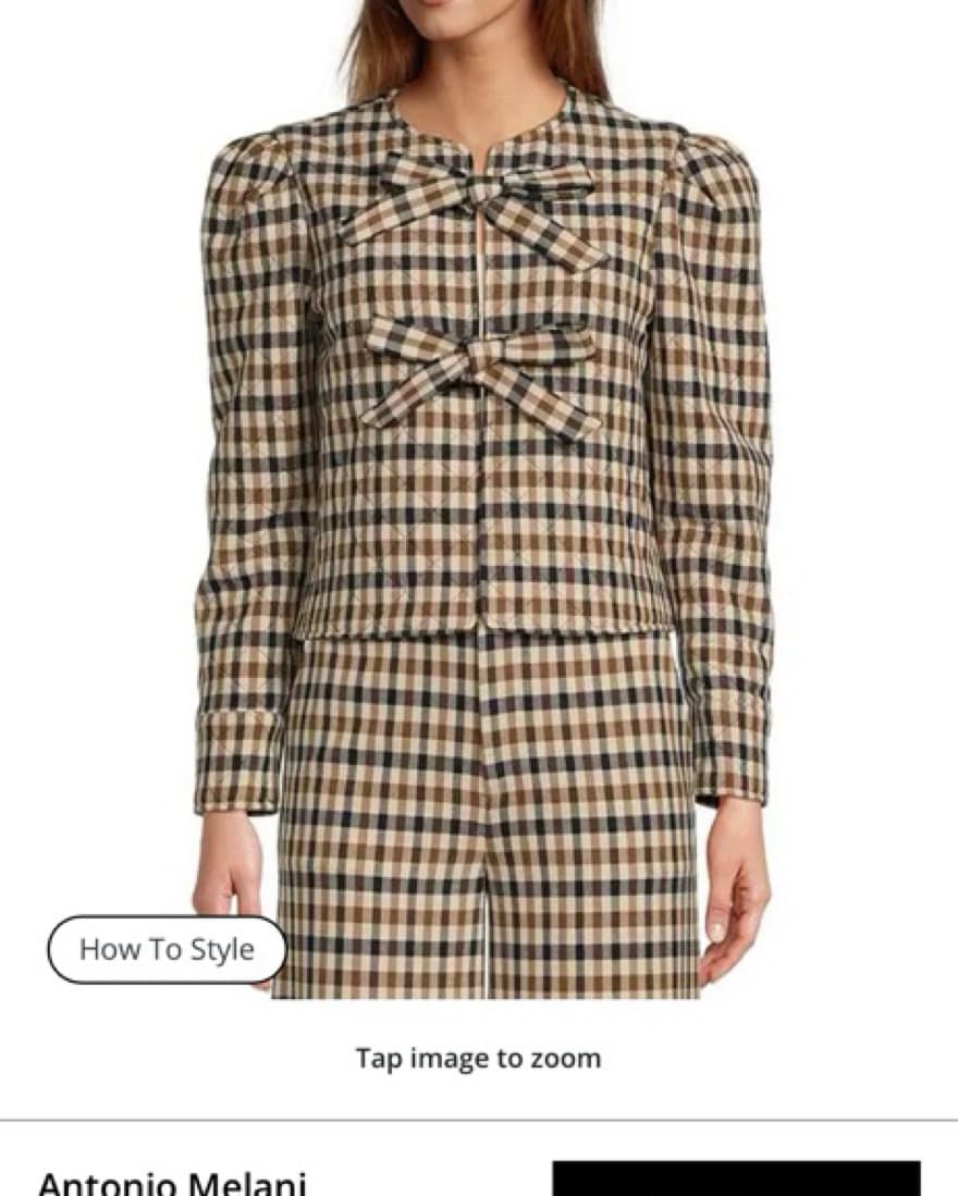 Antonio Melani Plaid Bow Jacket   - Image 2