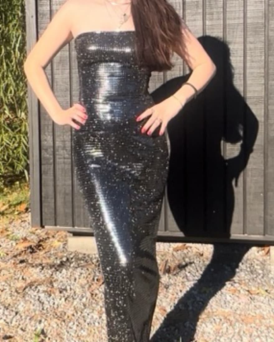 Black Shimmer Formula S7 Bodycon Gown - Image 3