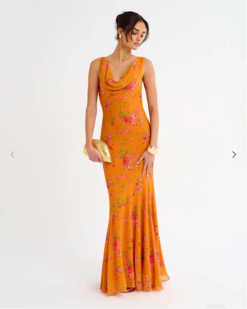 Floral Orange/Pink Dress - Image 1