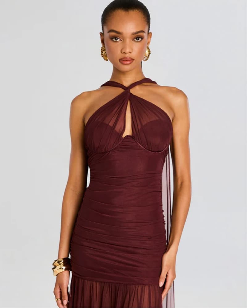 Burgundy Retrofete Maisie Dress - Image 3