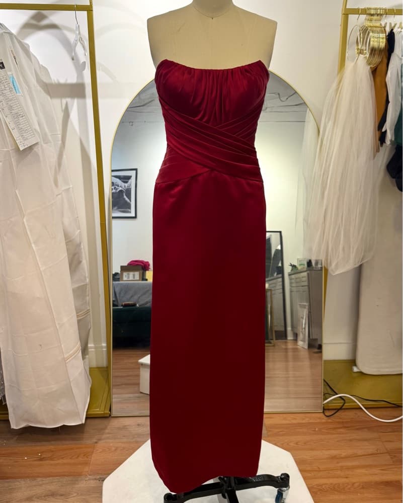 Bill Levkoff Red Satin Dress - Image 1