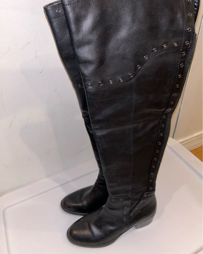 Edgy Studded Knee-High Boots - Image 1