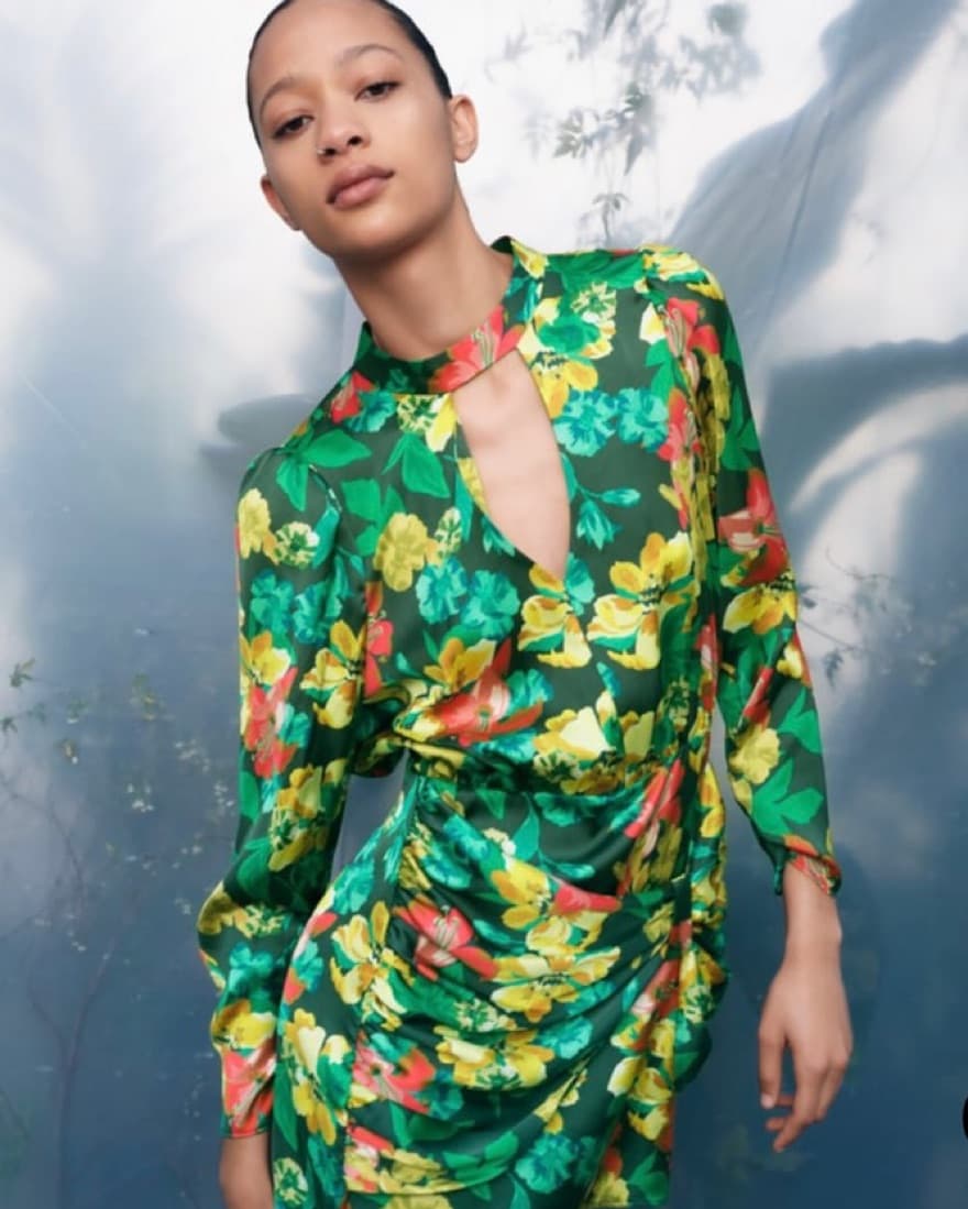 Floral Green Dress - Image 1