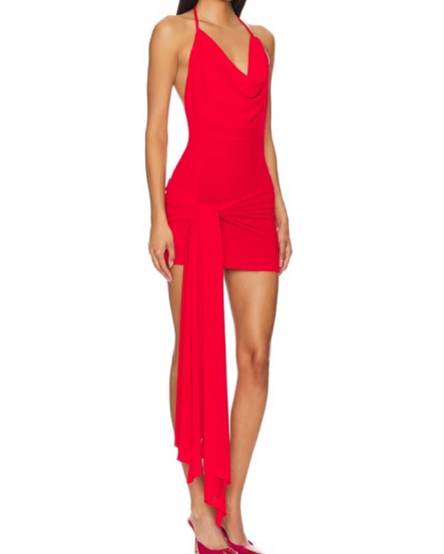 Camila Coelho Deserto Mini Dress Red - Image 3