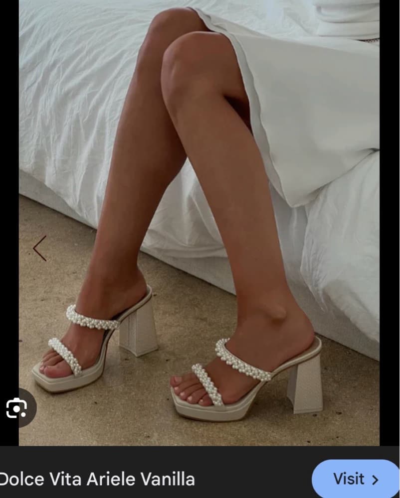 Arielle Vanilla Pearl Block Heel - Image 1