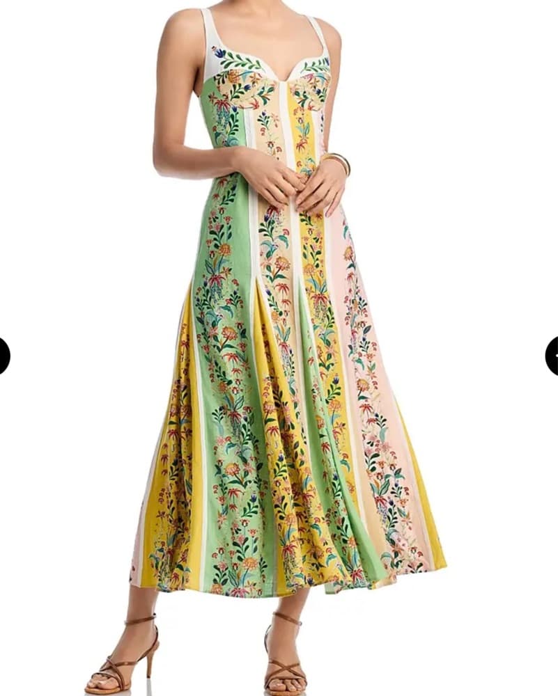Delicate Floral Striped Dress Farm Rio - Image 5