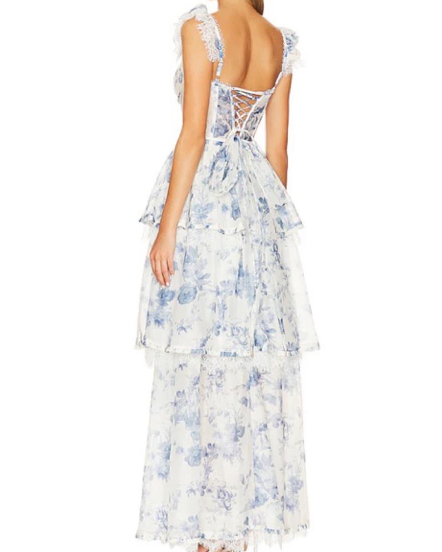 V. Chapman Jolie Gown In Blue Floral - Image 2