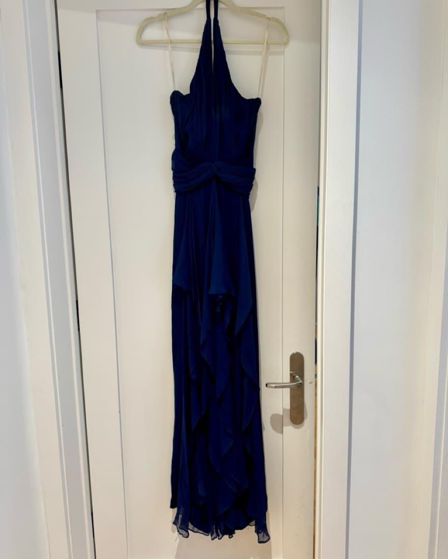 Marchesa Notte Elegant Blue Halter Gown - Image 4