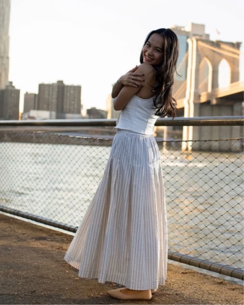 Max Studio Stripe Pleated A Line Skirt - Image 4