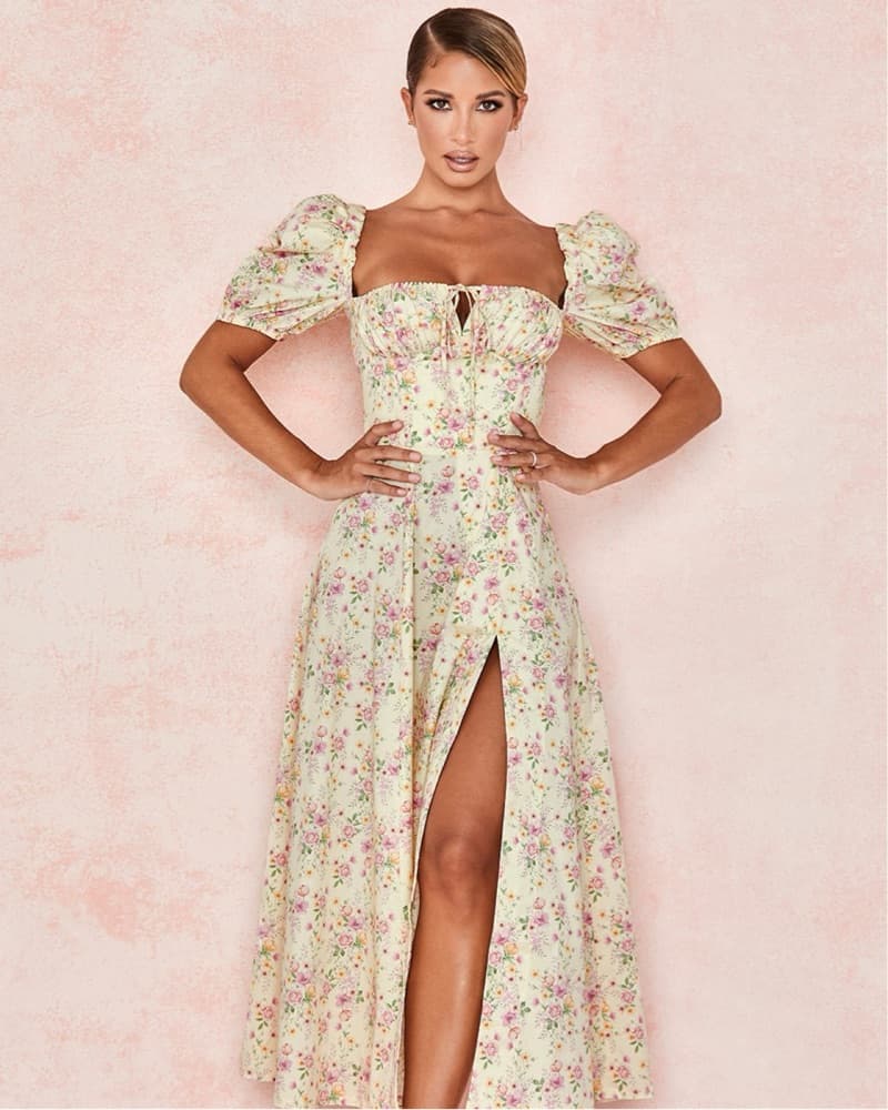 House of CB TALLULAH Lemon Floral Dress  - Image 1
