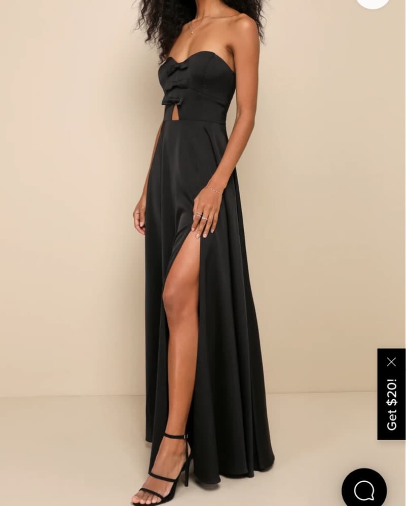 Upscale Poise Black Satin Bow Strapless  - Image 1
