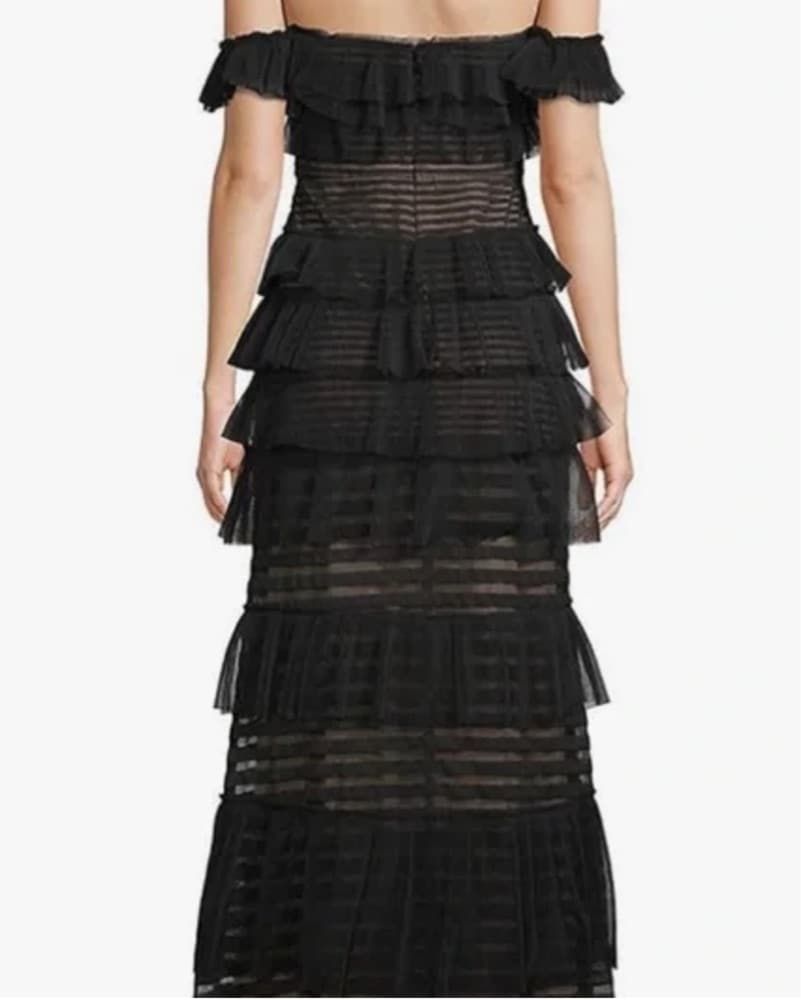 BCBG Elegant Tiered Black Gown - Image 2