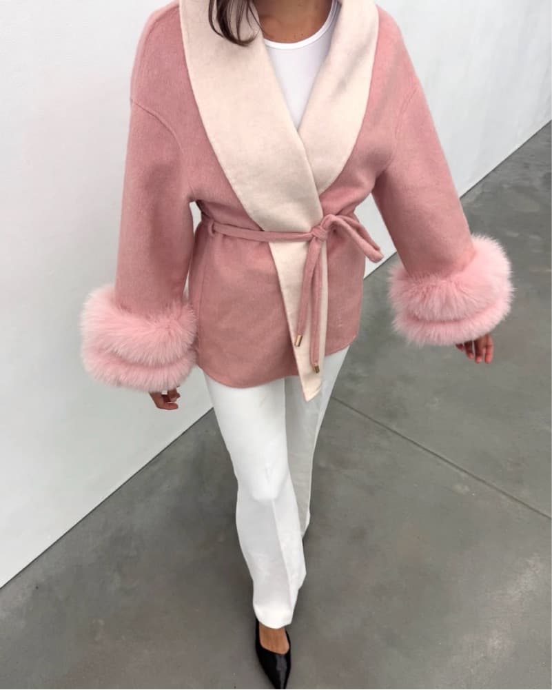 Pink Fur Maison Maia Coat  - Image 2