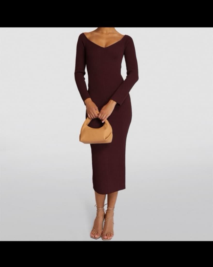 Khaite Merlot Pia Knit Dress - Image 1