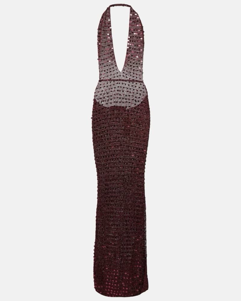 Aya Muse Burgundy Sequin Enodia Dress - Image 2
