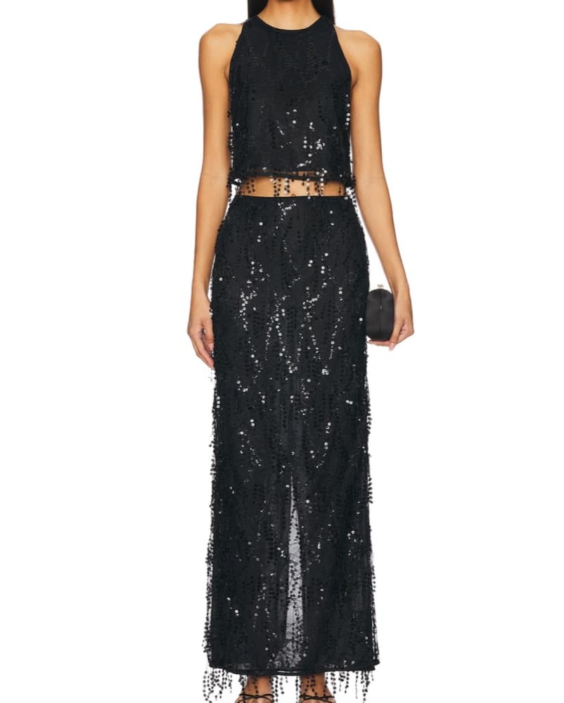 Stunning Black Sequin Maxi Set - Image 1