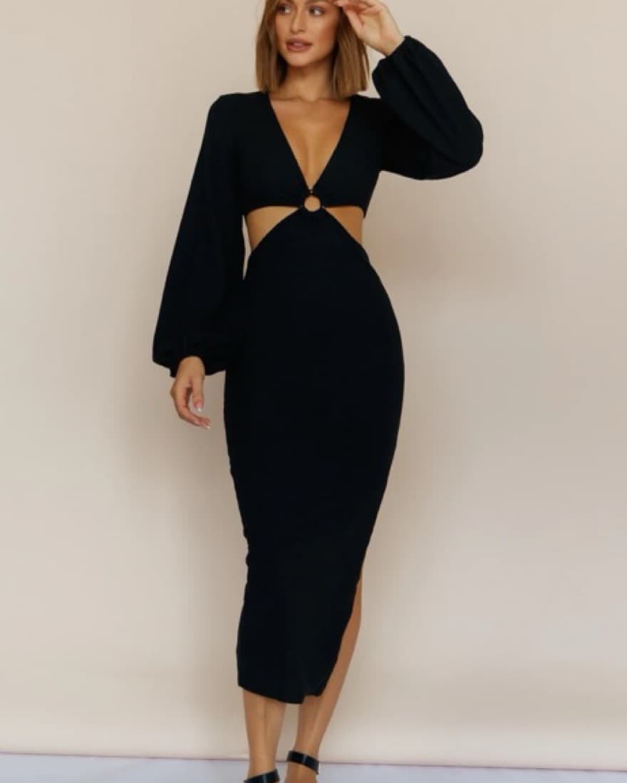 RUNAWAY THE LABEL HONOR MIDI DRESS BLACK - Image 1