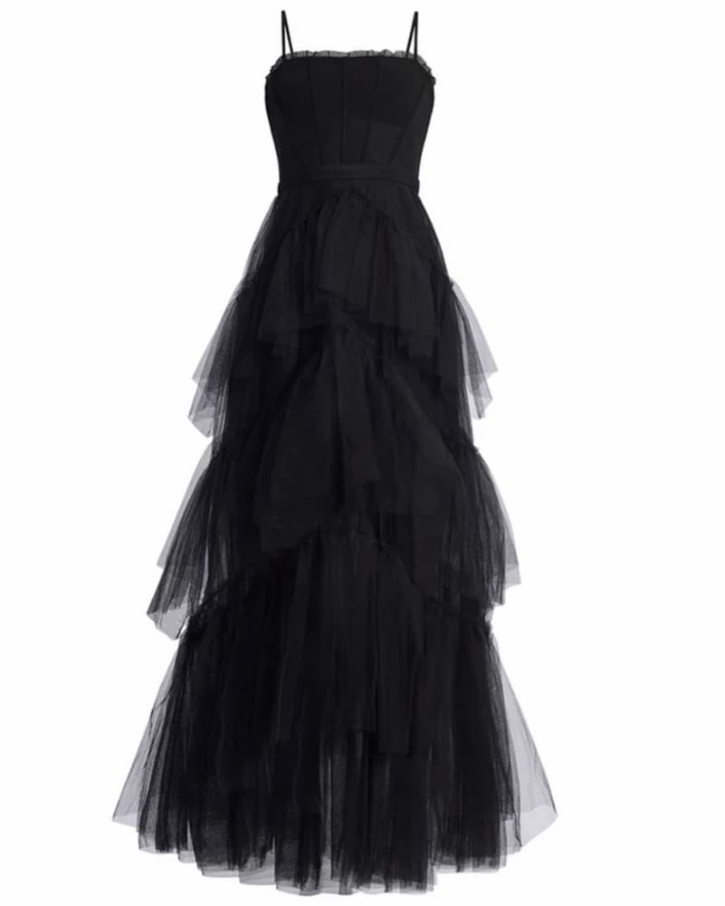 Glamorous Black Tulle Gown - Image 1