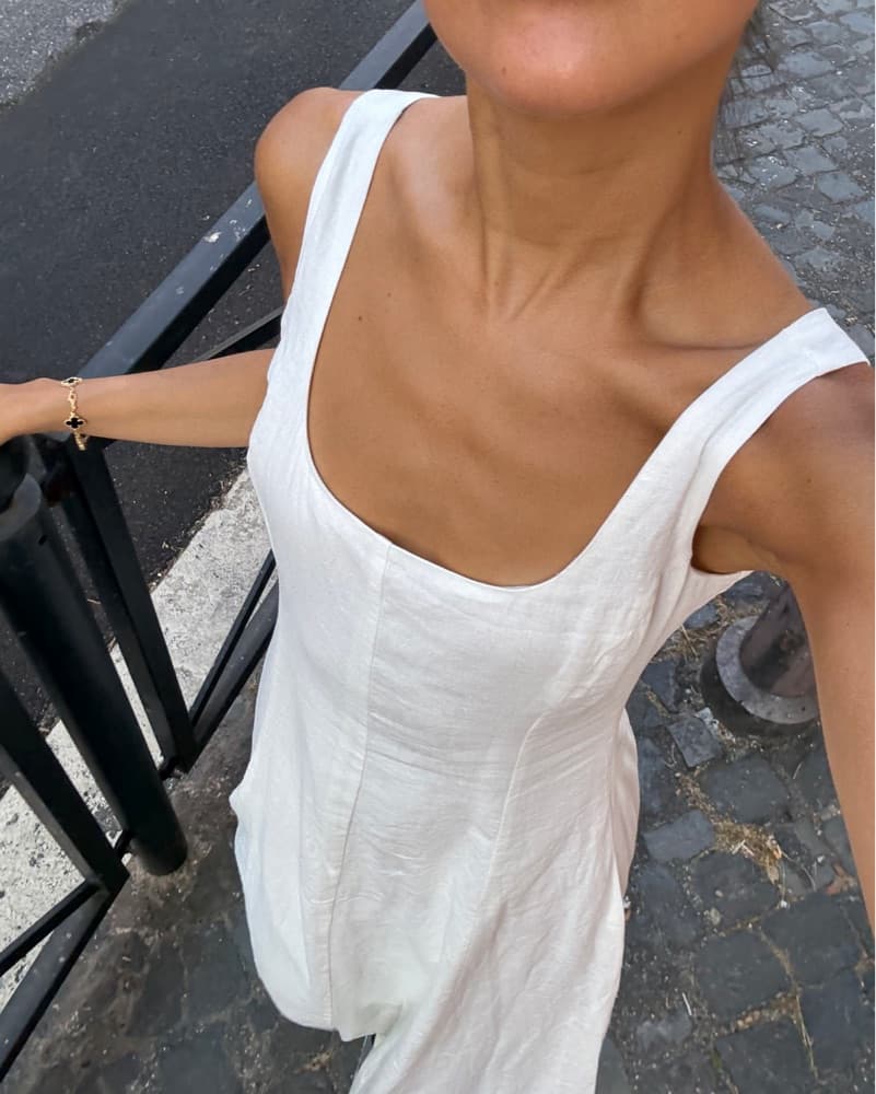 White Linen Maxi Dress - Image 3
