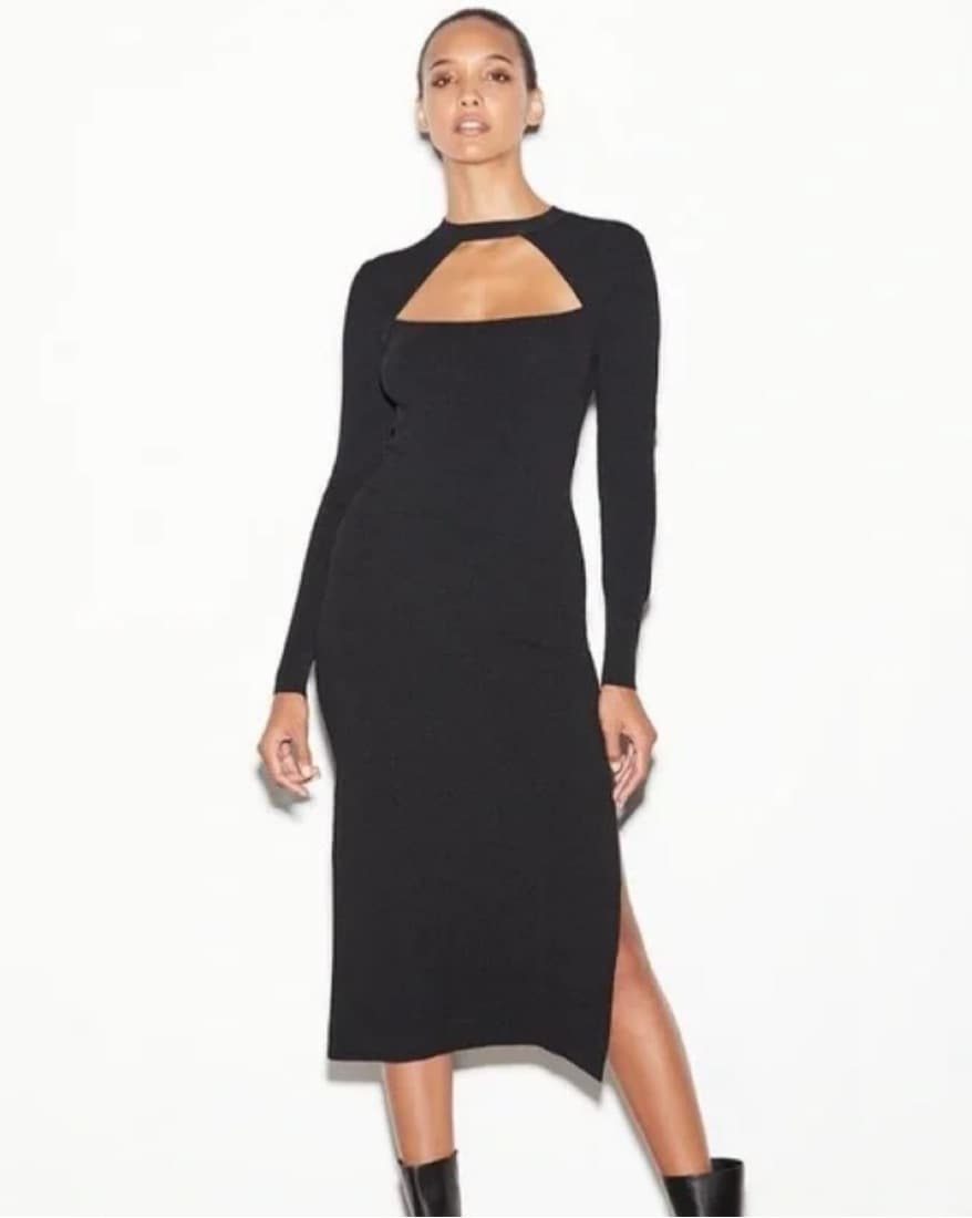 Frame Cut-Out Midi Sweater Dress Black - Image 1