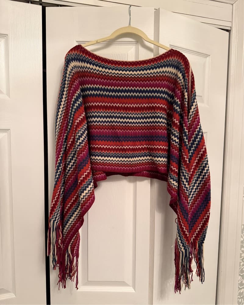 $430 Missoni Pink Fringe Wool Poncho - Image 6