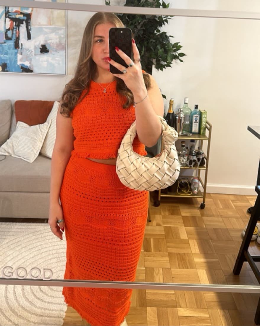 Vibrant Orange Crochet Two Piece - Image 2