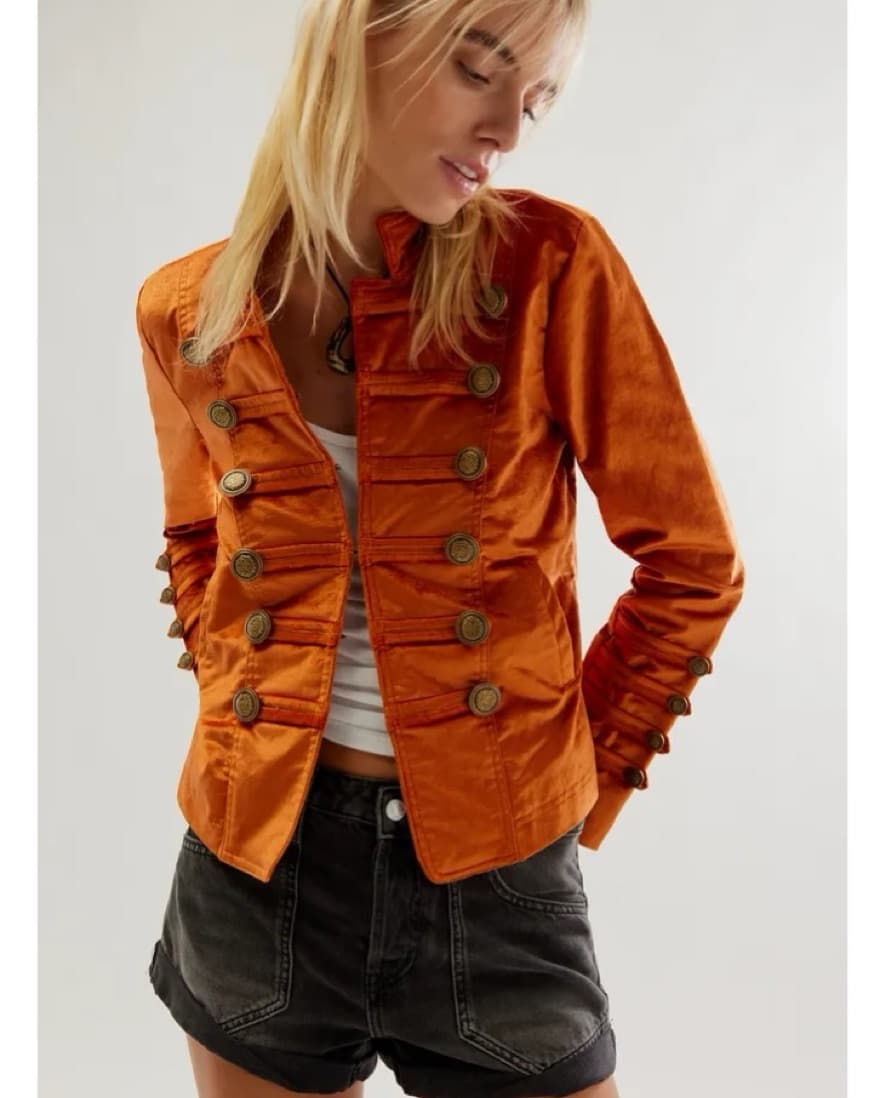 Free People Velvet Military Jacket - Image 1