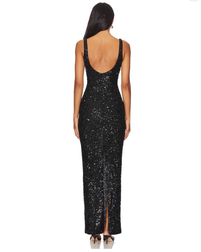 Black Embelished Sequin Gown - Image 3