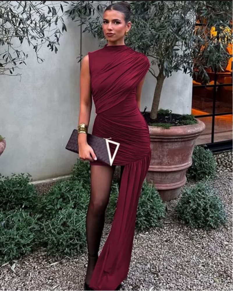 De La Vali Dress In Burgundy  - Image 1