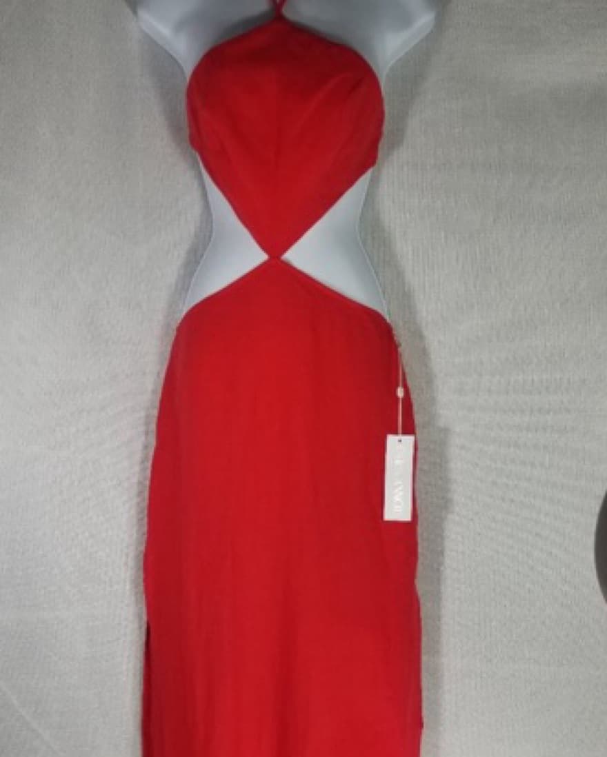 Captivating Red Halter Dress - Image 3