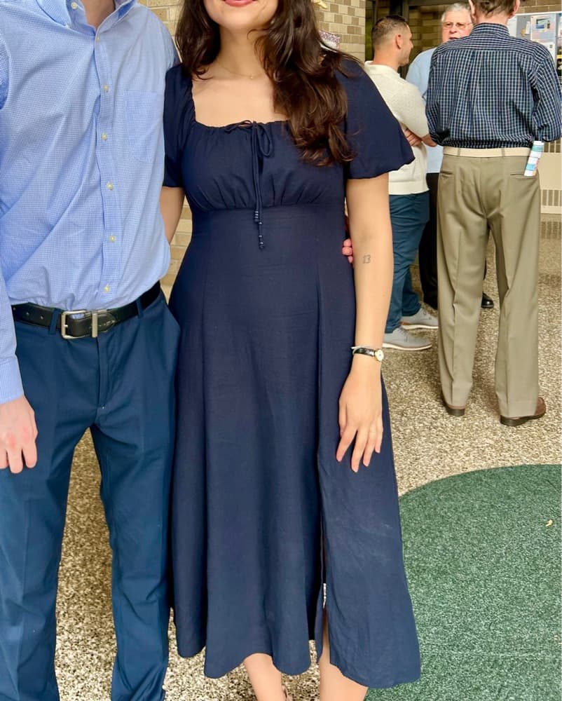 Ellen Tracy Linen Navy Midi Maxi Dress - Image 1